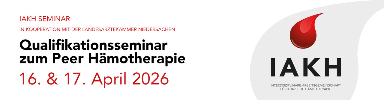 Banner - Qualifikationsseminar zum Peer Hämotherapie 2025, 16. & 17. April 2026